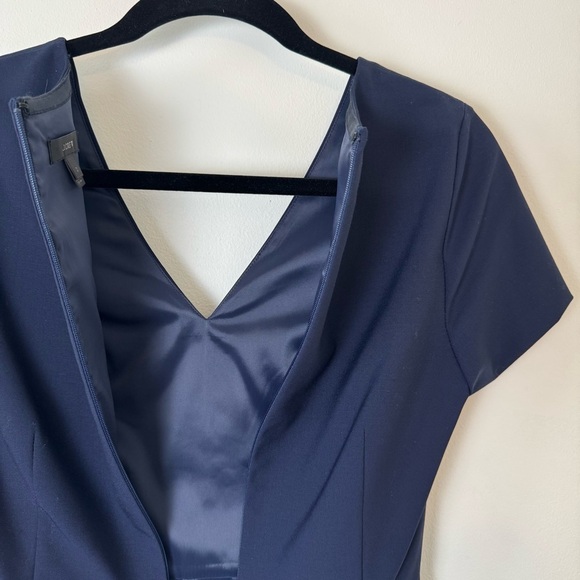 J. Crew Cap-Sleeve V-Neck Midi Dress | Italian Stretch Wool | Blue | Size 0 - Picture 11 of 15